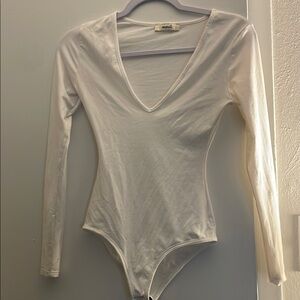 White Fitted Long Sleeve Bodysuit
